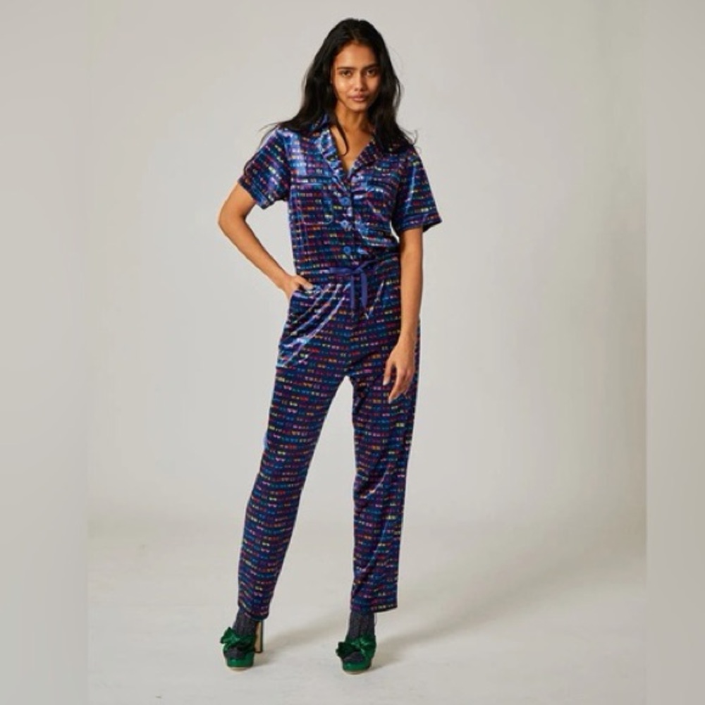 Rachel Antonoff Jewel Velour Jumpsuit Women’s M - Picture 4 of 12